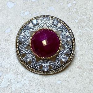 Sterling Silver and Ruby Scarf Slide